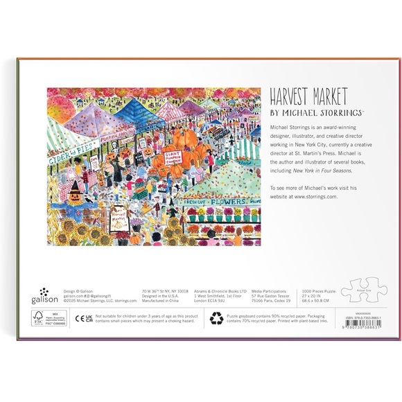 Galison Harvest Market - 1000 Piece Michael Storrings Jigsaw Puzzle - Picture 4 of 4